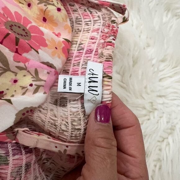 AUW Floral Pink Romper Size M NWOT - Picture 6 of 10